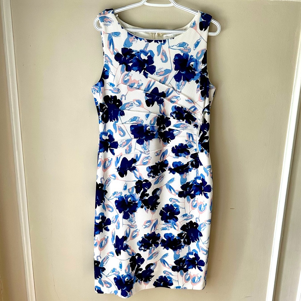 Adrienne Vittadini White and Blue Floral Dress